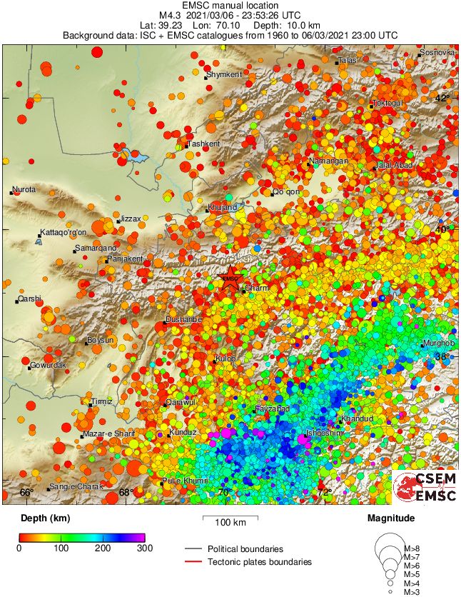 regional depth historical seismicity
