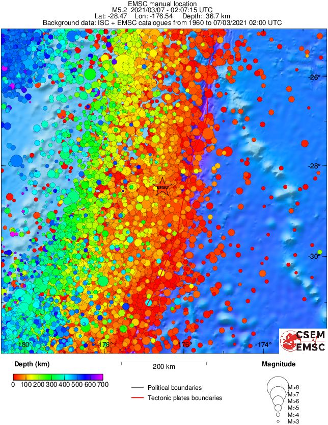 regional depth historical seismicity