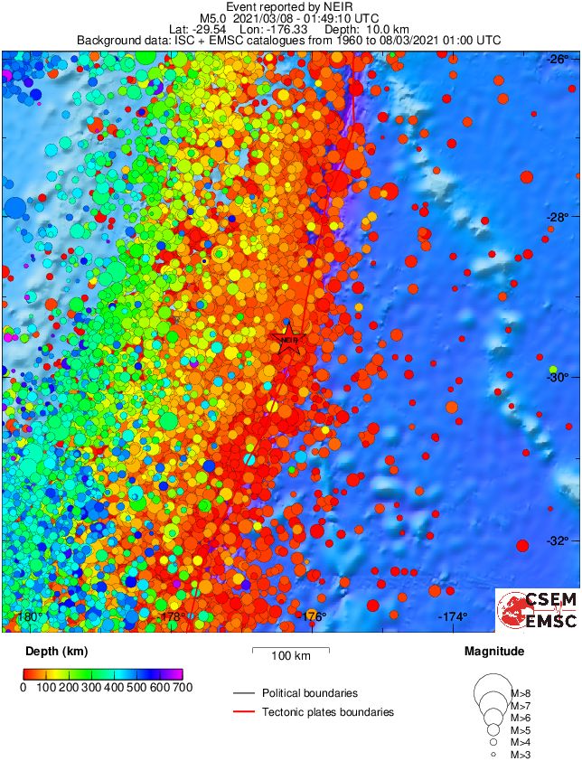 regional depth historical seismicity