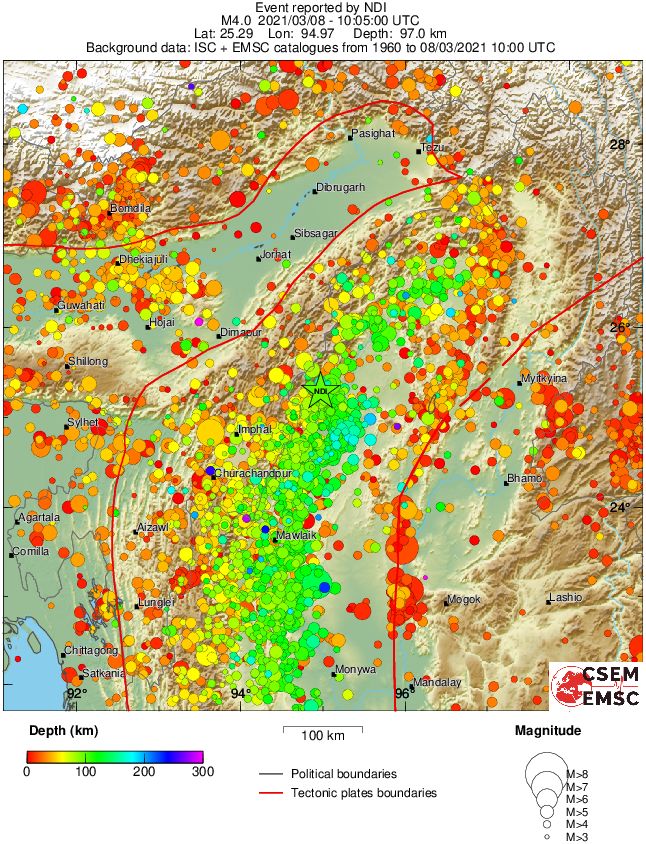 regional depth historical seismicity