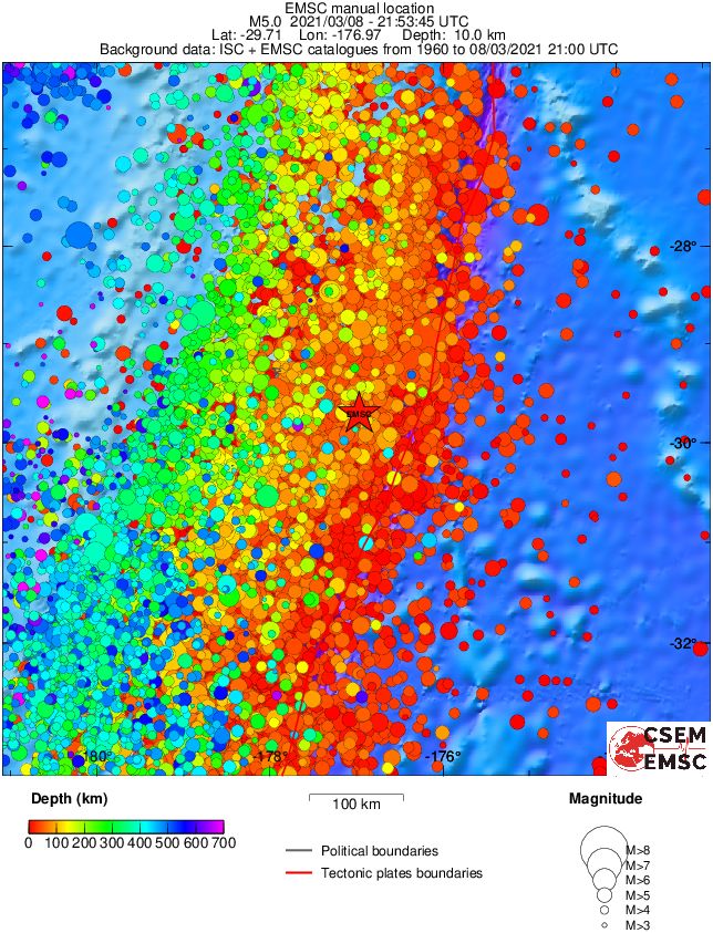 regional depth historical seismicity