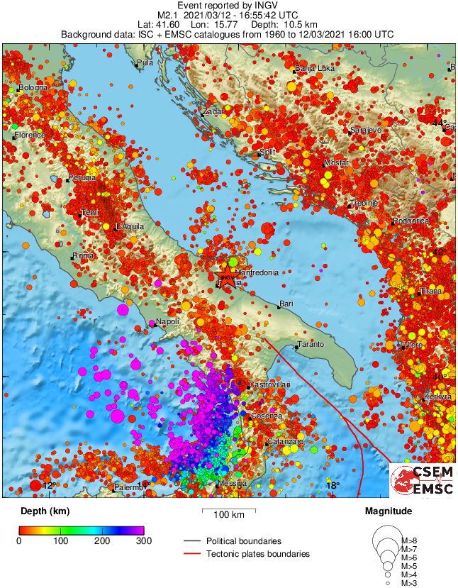 regional depth historical seismicity