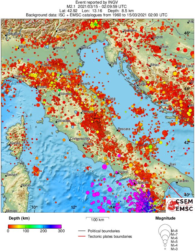 regional depth historical seismicity