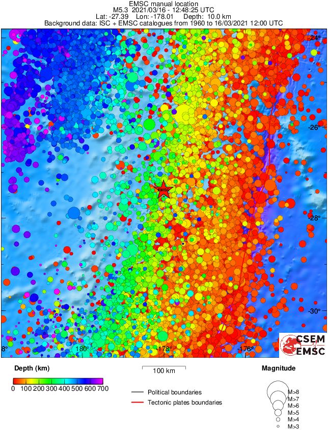 regional depth historical seismicity