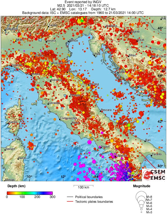regional depth historical seismicity