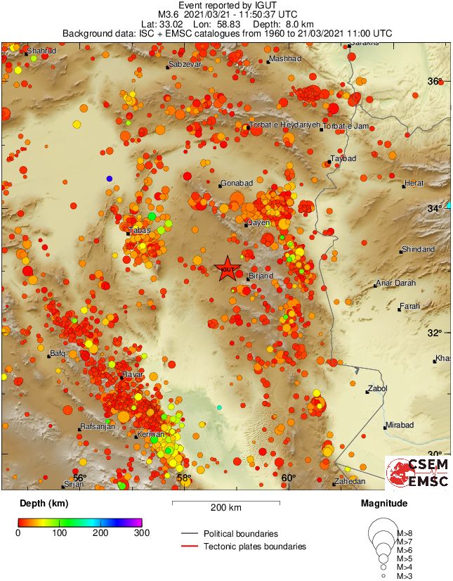 regional depth historical seismicity