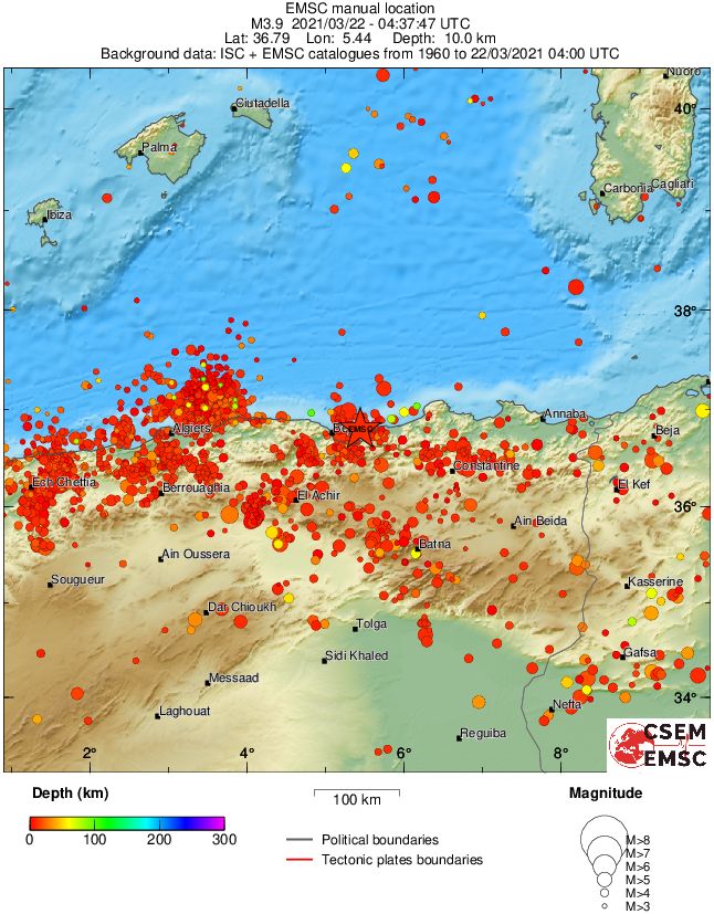 regional depth historical seismicity