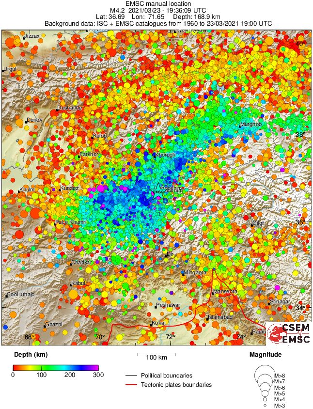 regional depth historical seismicity
