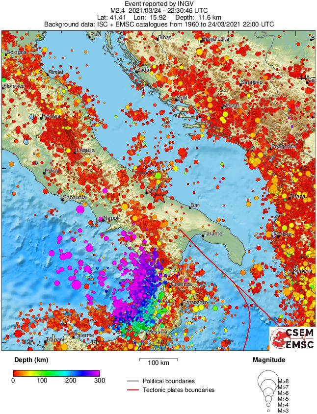 regional depth historical seismicity