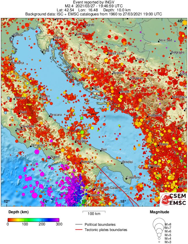 regional depth historical seismicity