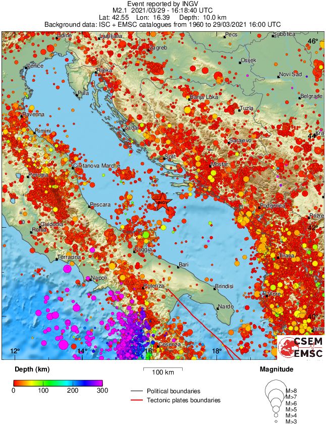 regional depth historical seismicity