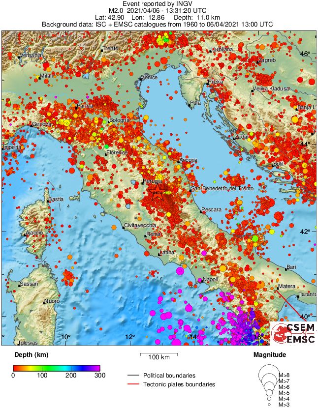 regional depth historical seismicity
