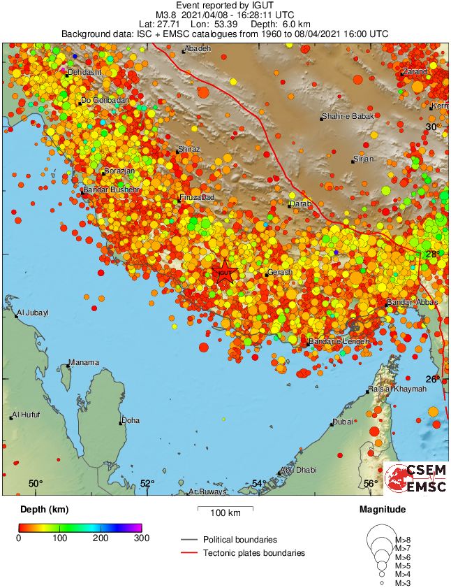 regional depth historical seismicity