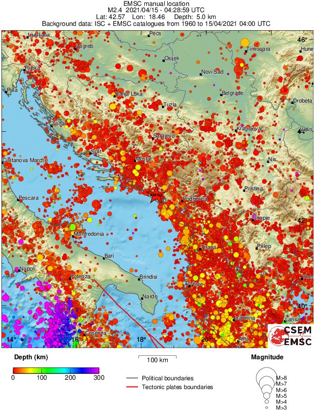 regional depth historical seismicity