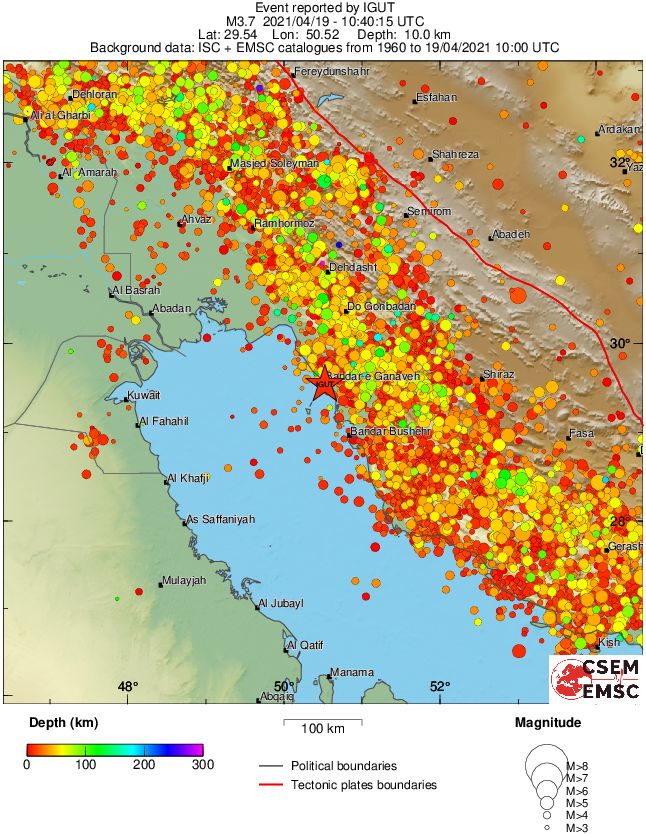 regional depth historical seismicity