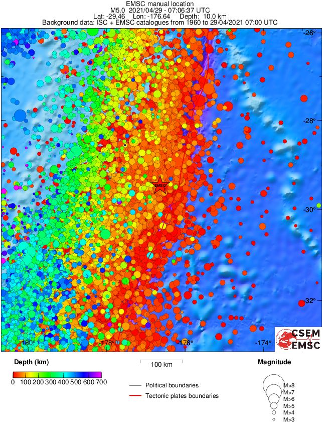 regional depth historical seismicity