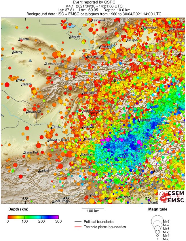 regional depth historical seismicity