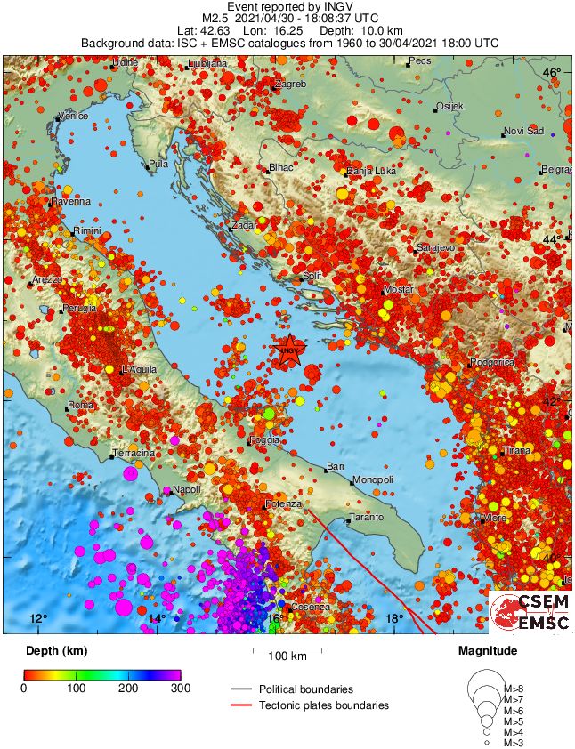 regional depth historical seismicity