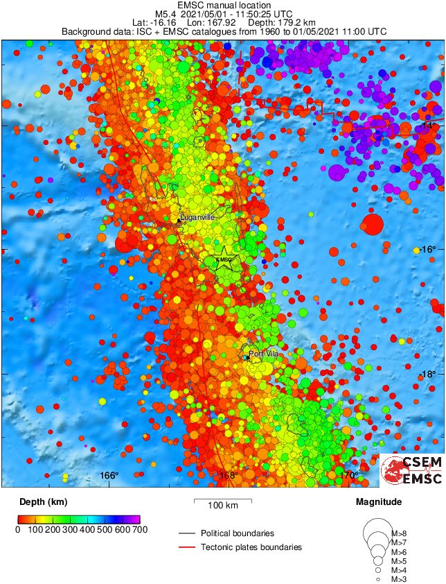 regional depth historical seismicity