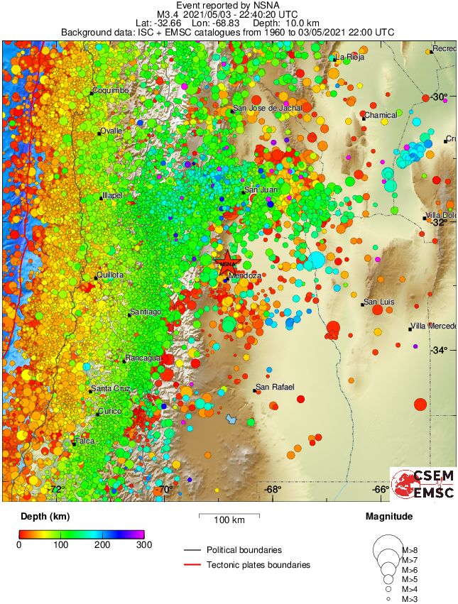 regional depth historical seismicity