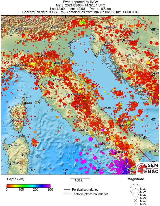 regional depth historical seismicity