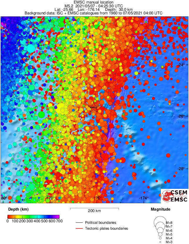 regional depth historical seismicity