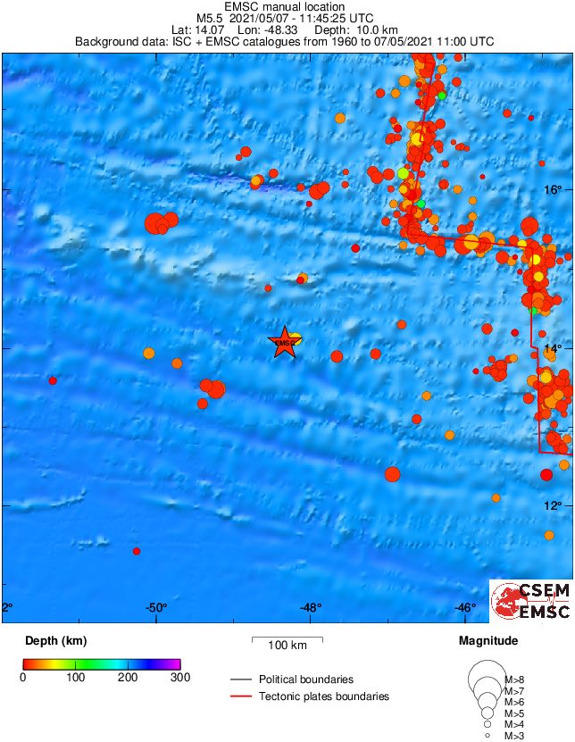 regional depth historical seismicity