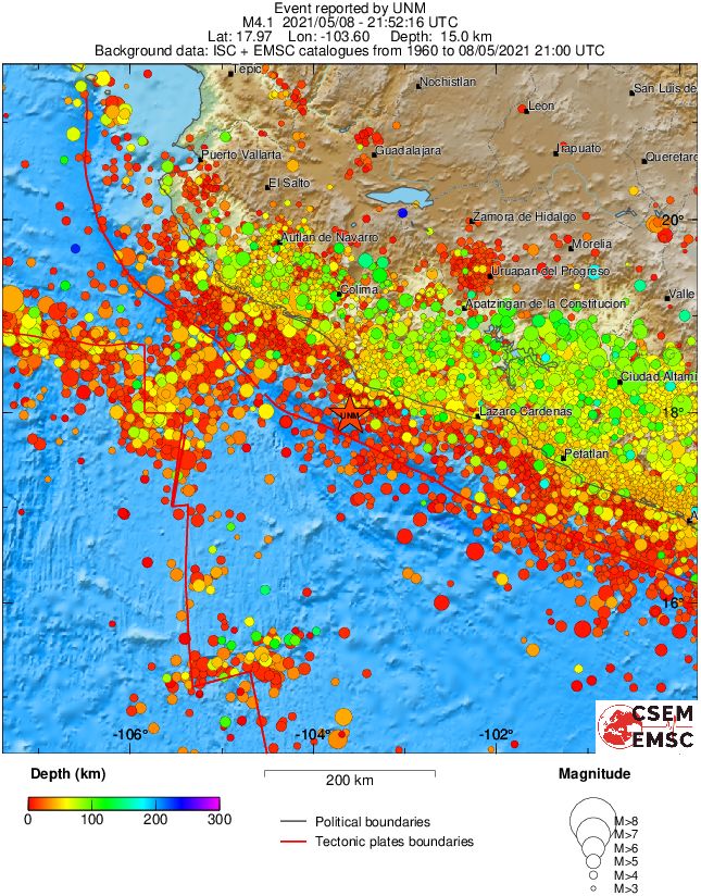 regional depth historical seismicity