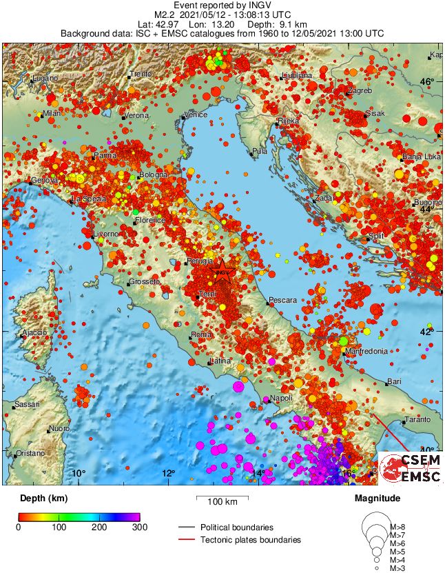 regional depth historical seismicity