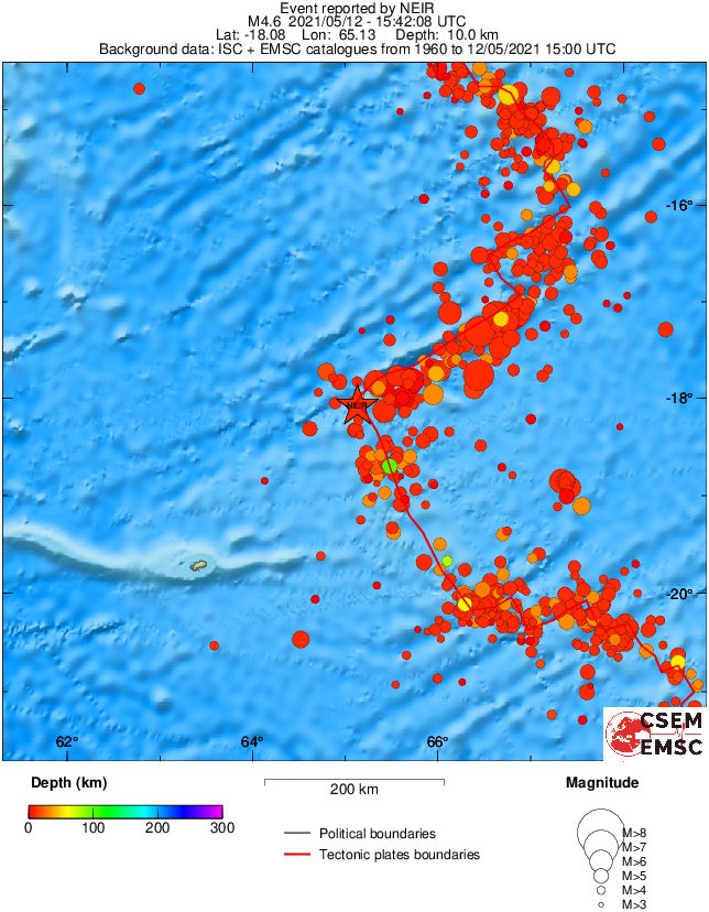 regional depth historical seismicity