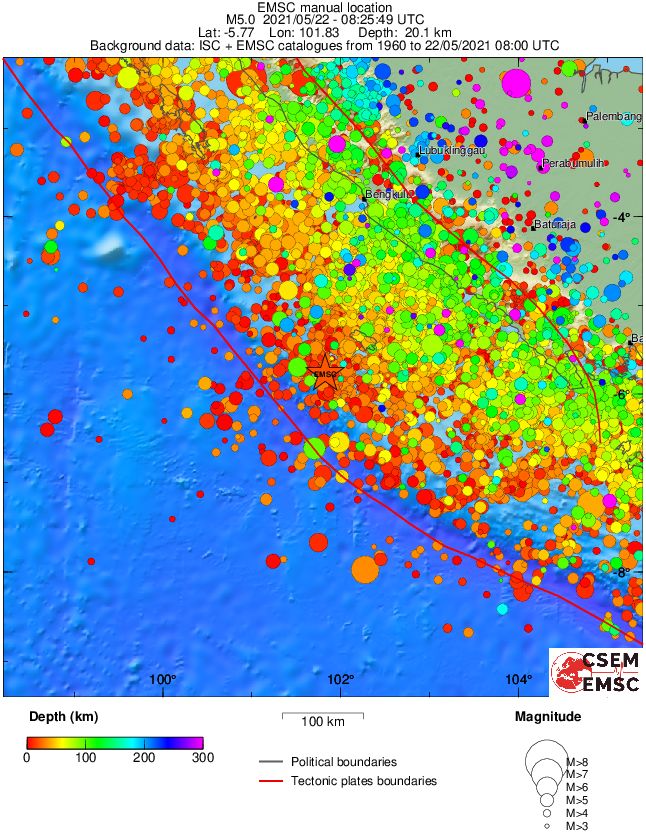 regional depth historical seismicity