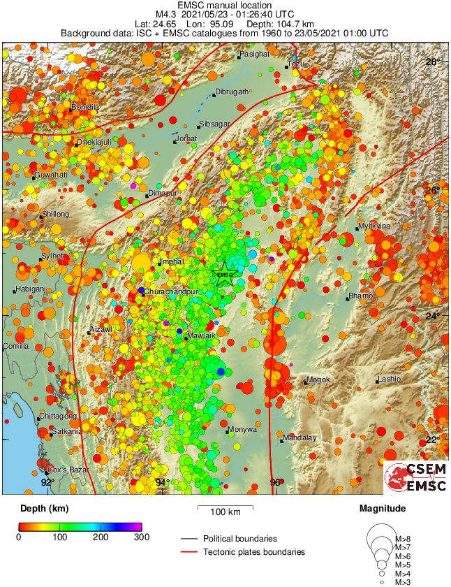 regional depth historical seismicity