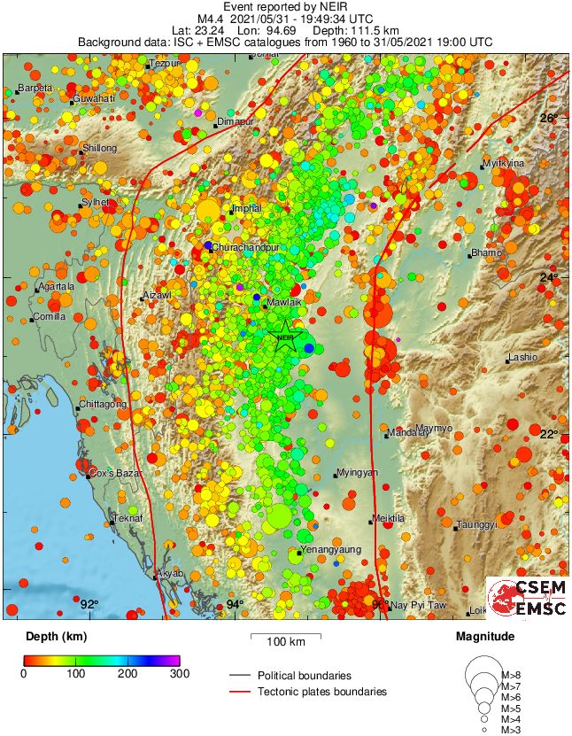 regional depth historical seismicity
