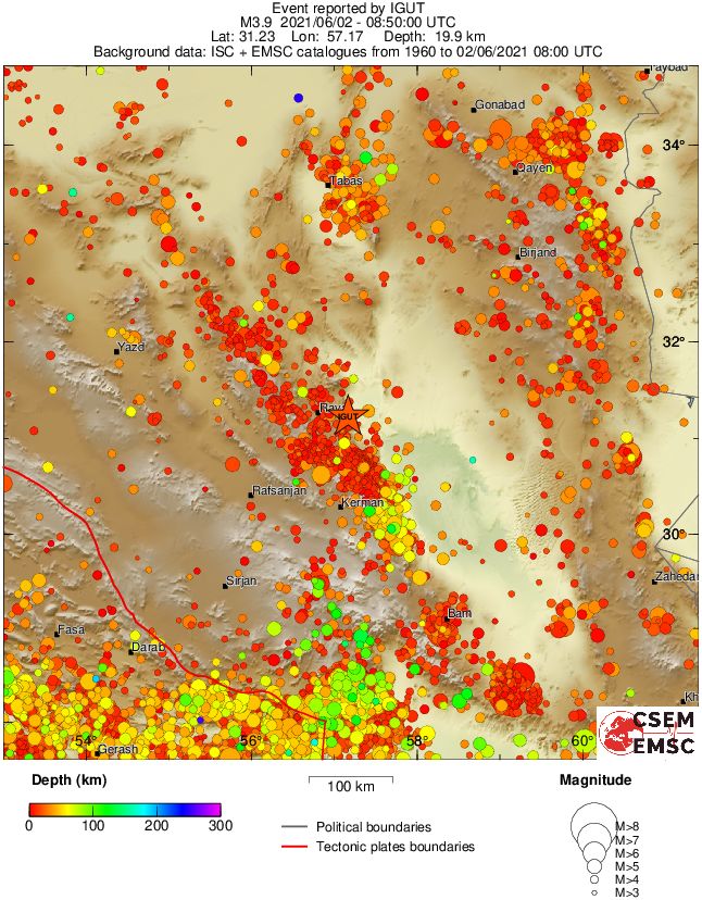 regional depth historical seismicity