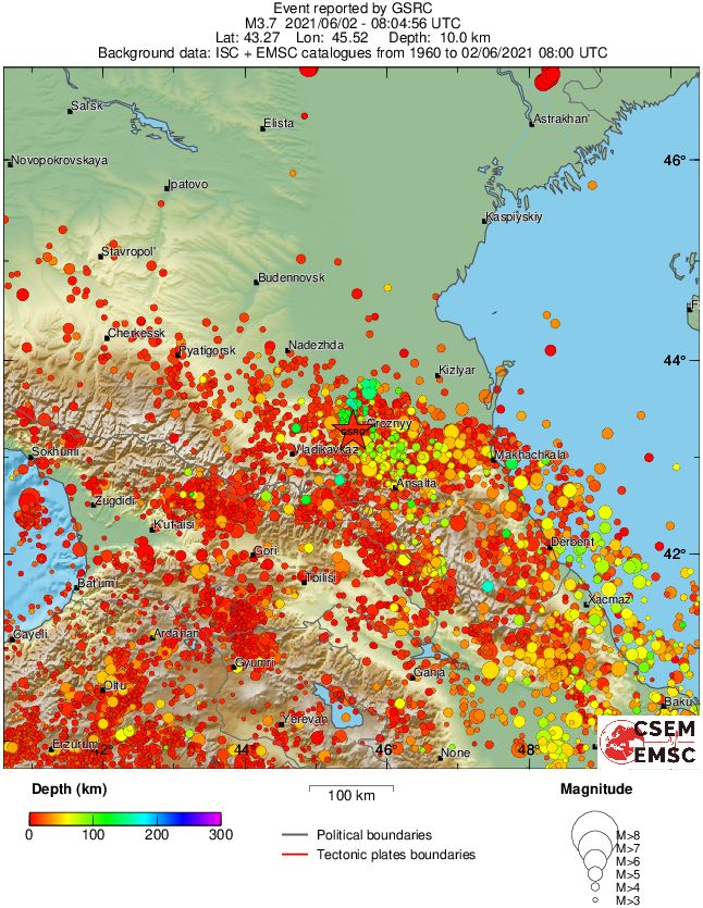 regional depth historical seismicity