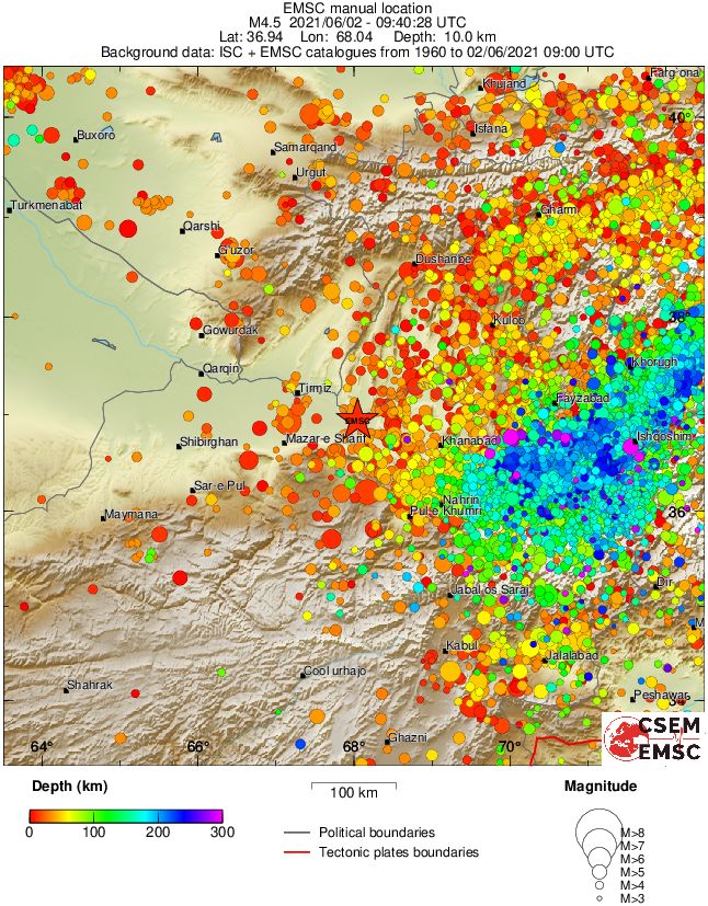 regional depth historical seismicity