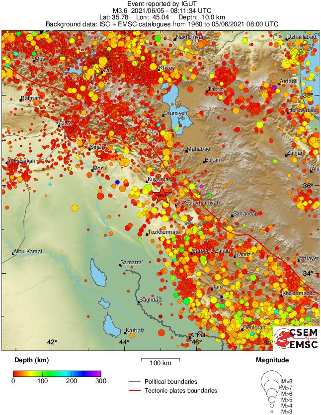 regional depth historical seismicity