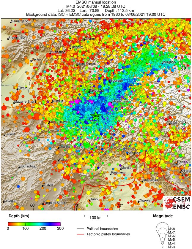 regional depth historical seismicity