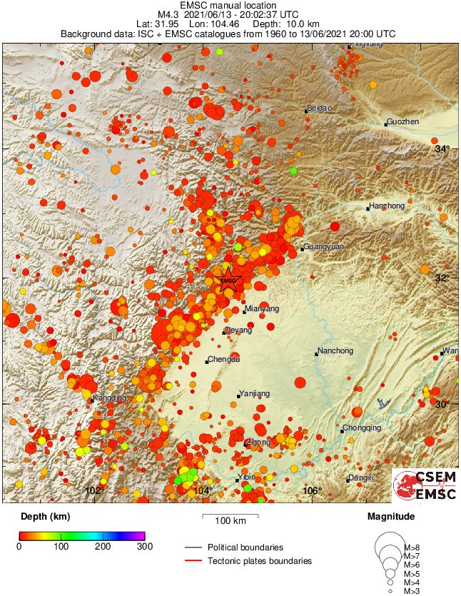 regional depth historical seismicity