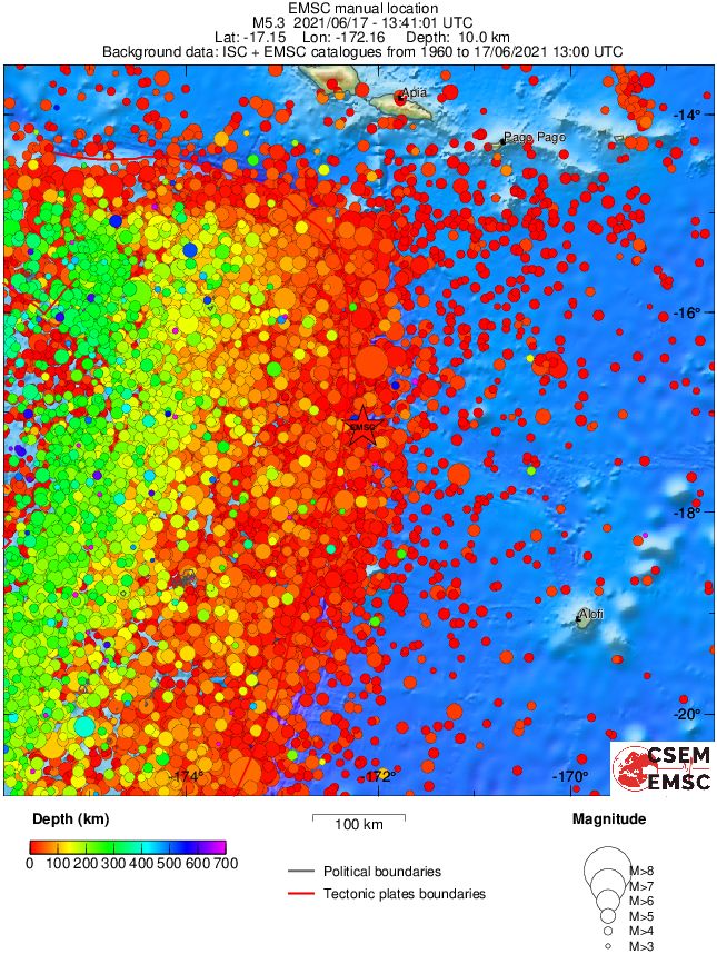 regional depth historical seismicity