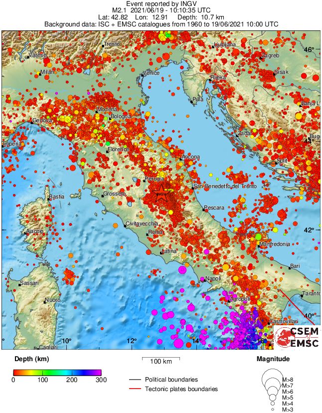 regional depth historical seismicity