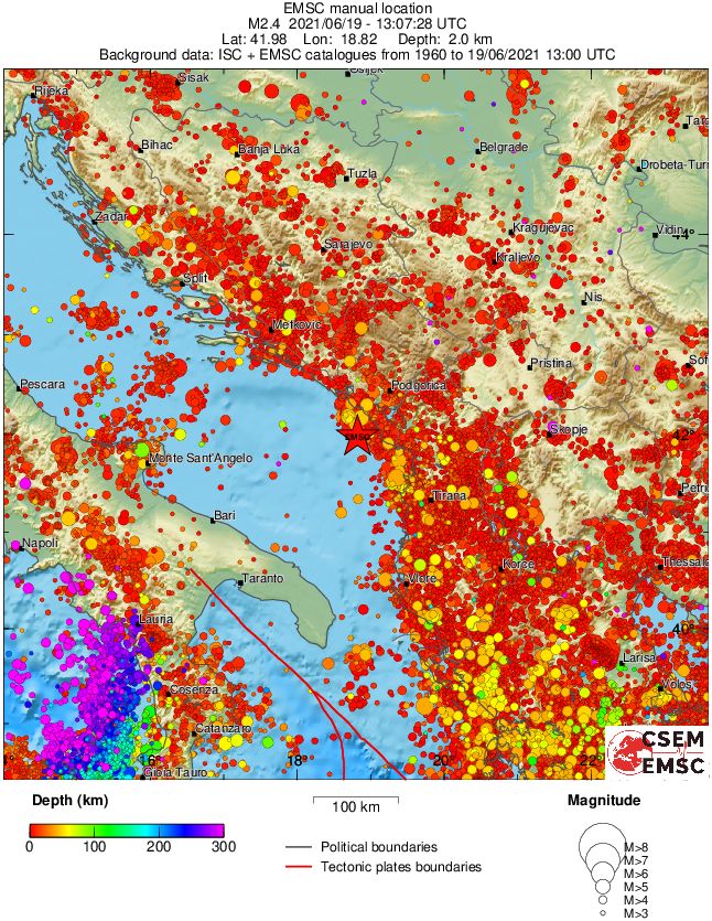regional depth historical seismicity