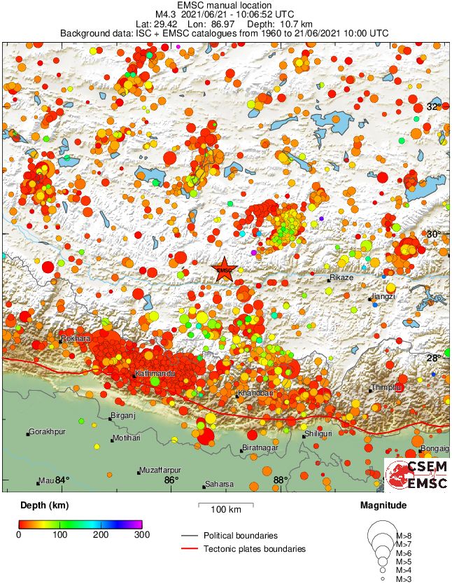regional depth historical seismicity