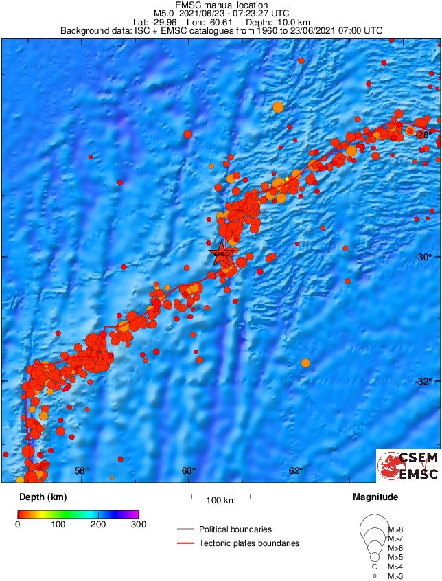 regional depth historical seismicity