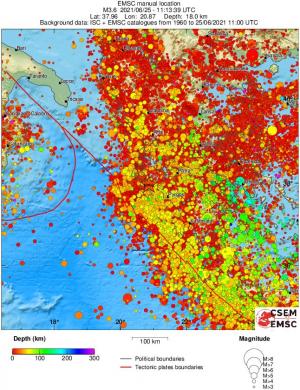 regional depth historical seismicity