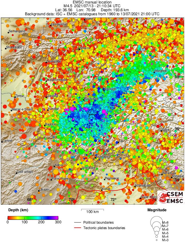 regional depth historical seismicity