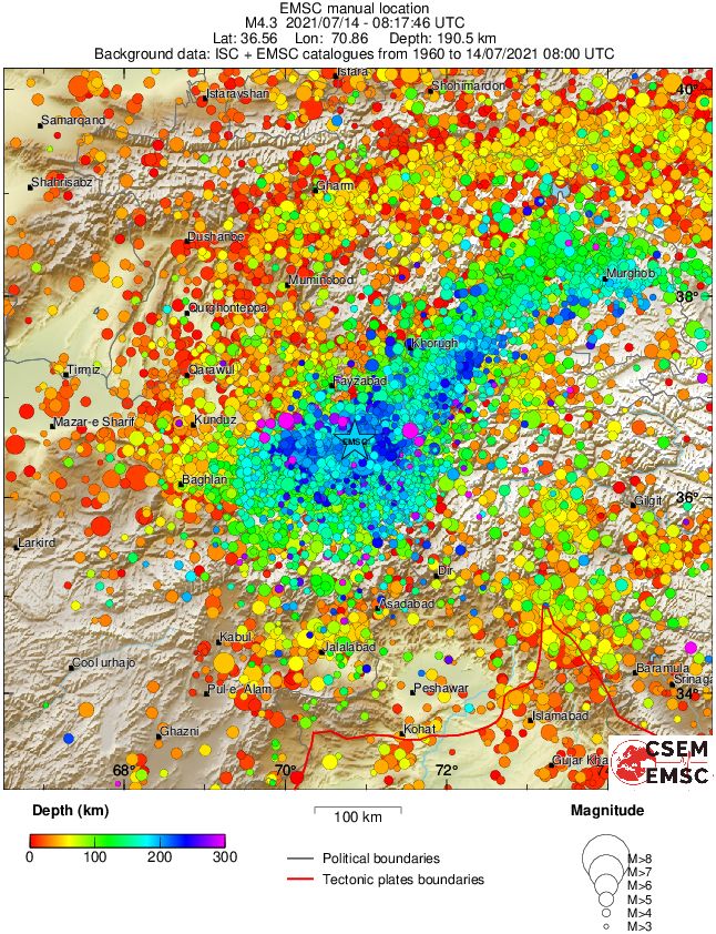 regional depth historical seismicity