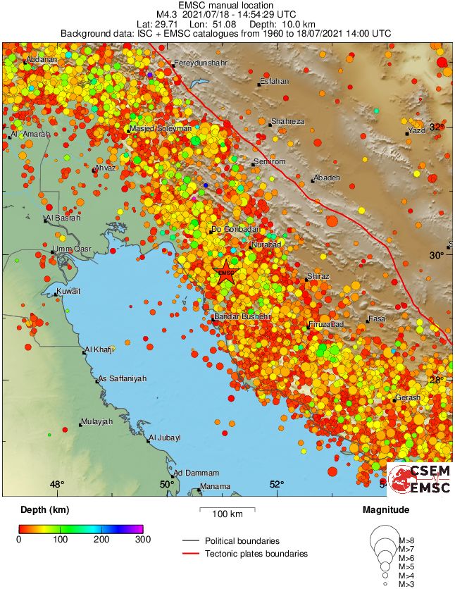 regional depth historical seismicity