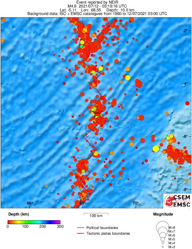 regional depth historical seismicity