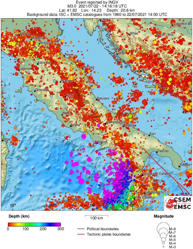 regional depth historical seismicity